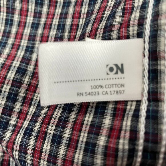 Old Navy Mens Shirt Large Plaid Button-Up Reversible Cuff 100% Cotton - Picture 5 of 7